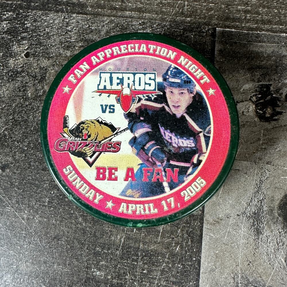 Houston Aeros v Utah Grizzlies Fan Appreciation Souvenir Hockey Puck AHL 2005